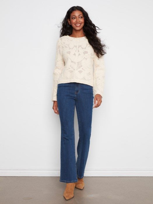 Charlie B Reversible Crochet Cardigan C2151-797C-100