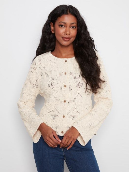 Charlie B Reversible Crochet Cardigan C2151-797C-100