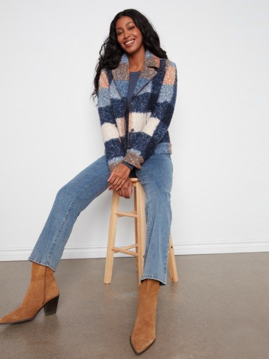 Charlie B Plaid Bouclé Coat C6334RR-707A-P907