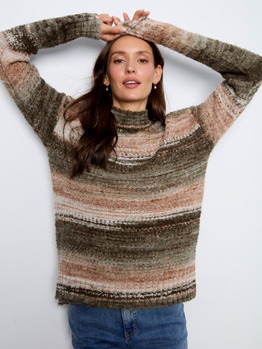 Charlie B High-Low Mock Sweater C2067-747C-P403