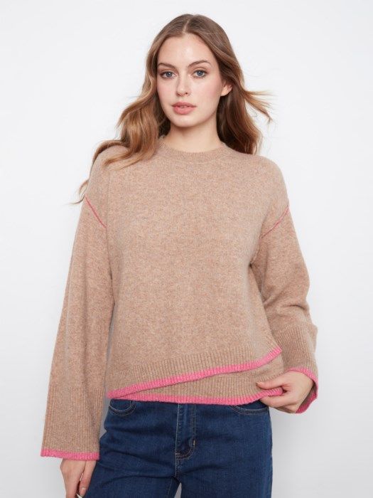 Charlie B Contrast Trim Sweater C2123-690C-P965