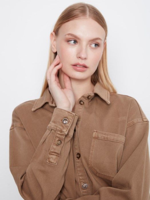Charlie B Button-Front Twill Overshirt C4715-667C-217
