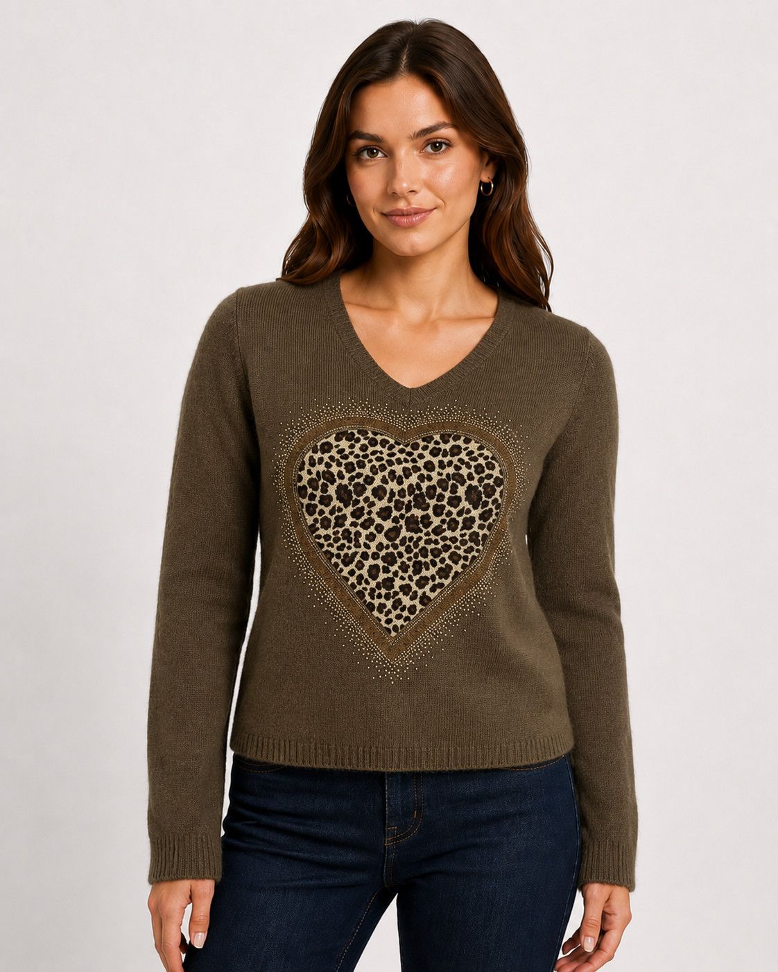 Point Zero Leopard Heart Sweater DT43013