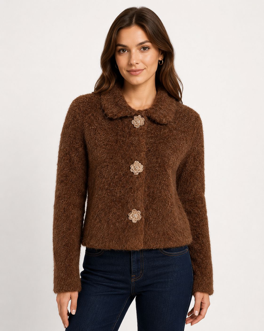 Point Zero Cardigan w/ Flower Button - DT43030