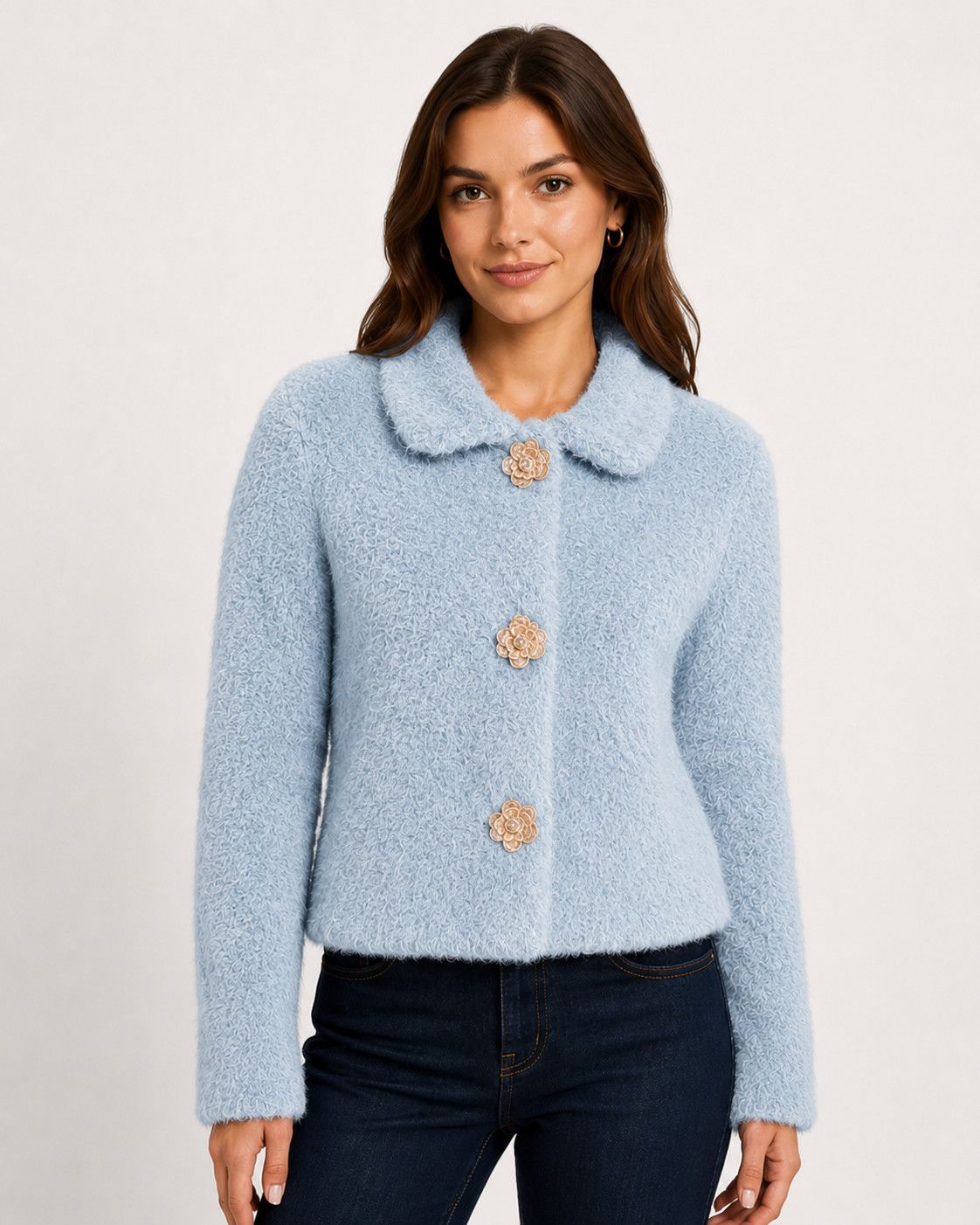 Point Zero Cardigan w/ Flower Button - DT43030