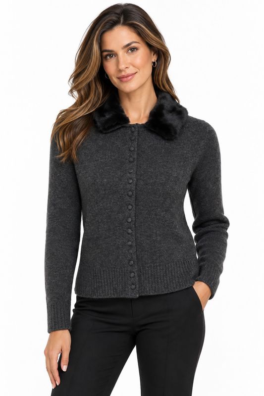 Point Zero Cardigan w/ Faux Fur DT43005