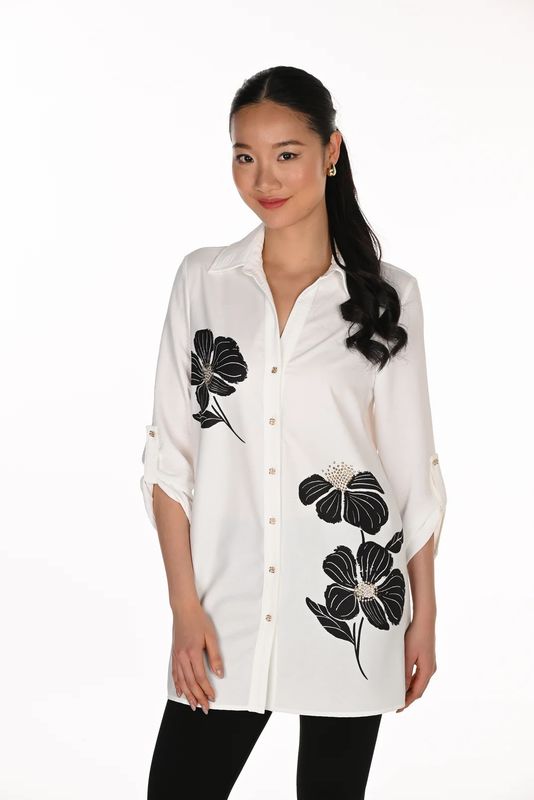 Lyman Floral Hip Length Blouse T-263747