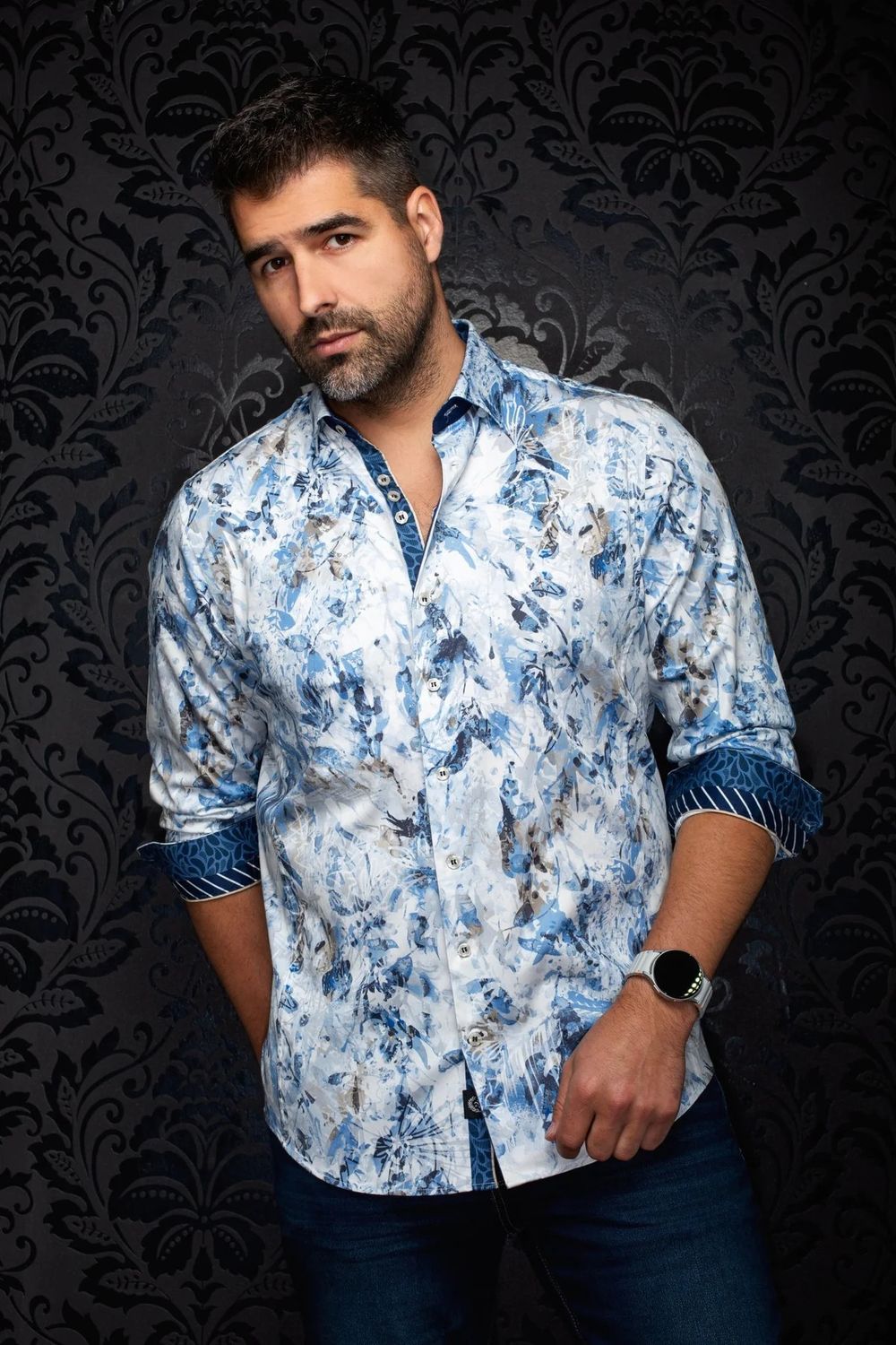 Au Noir Cotton Stretch L/S Shirt - Broderic