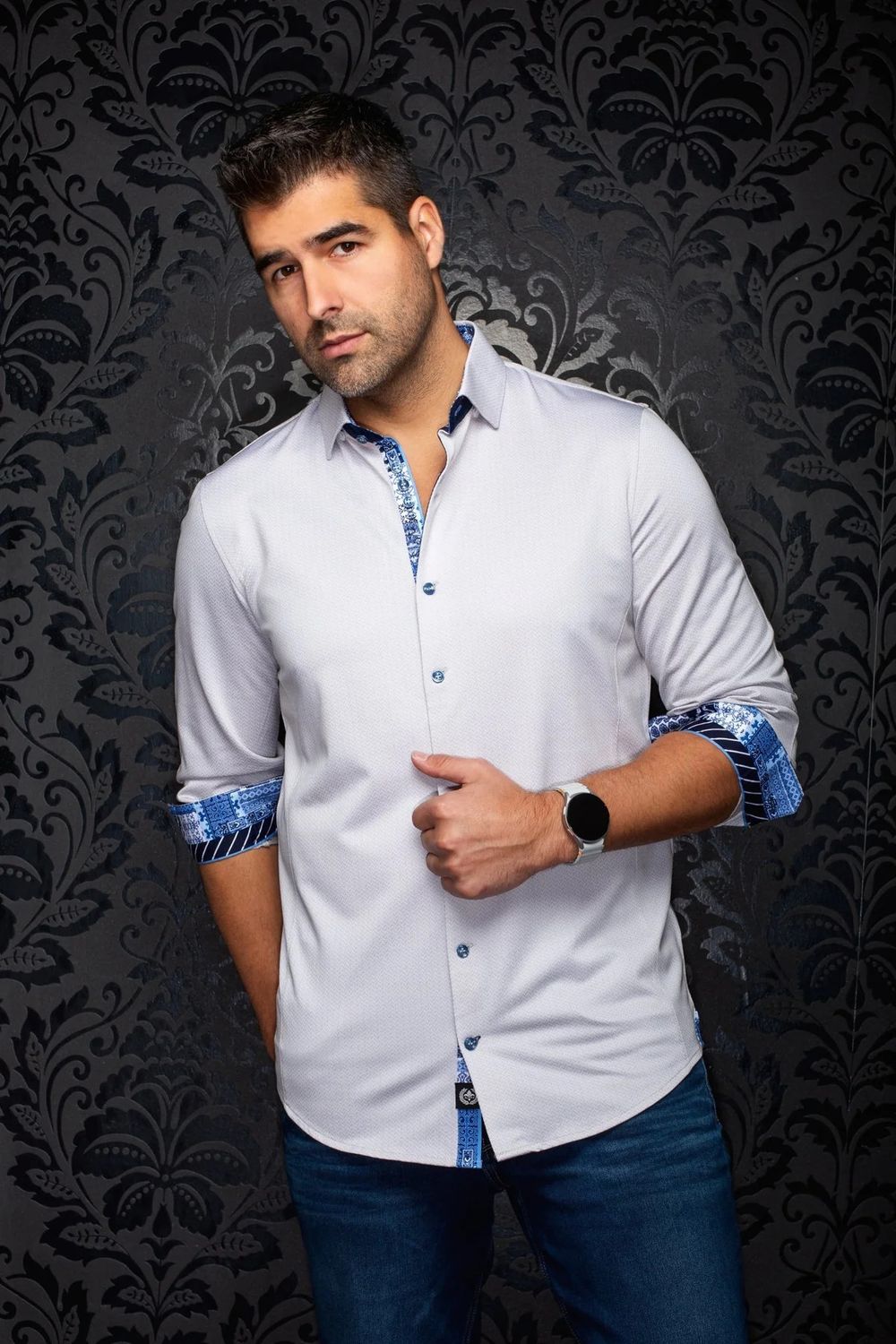 Au Noir L/S Cotton Stretch Shirt - Sandstorm