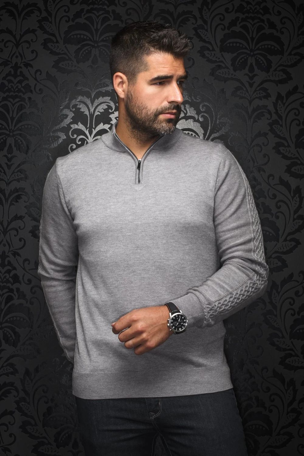 Au Noir Merino Wool 1/4 Zip Sweater - Mesta