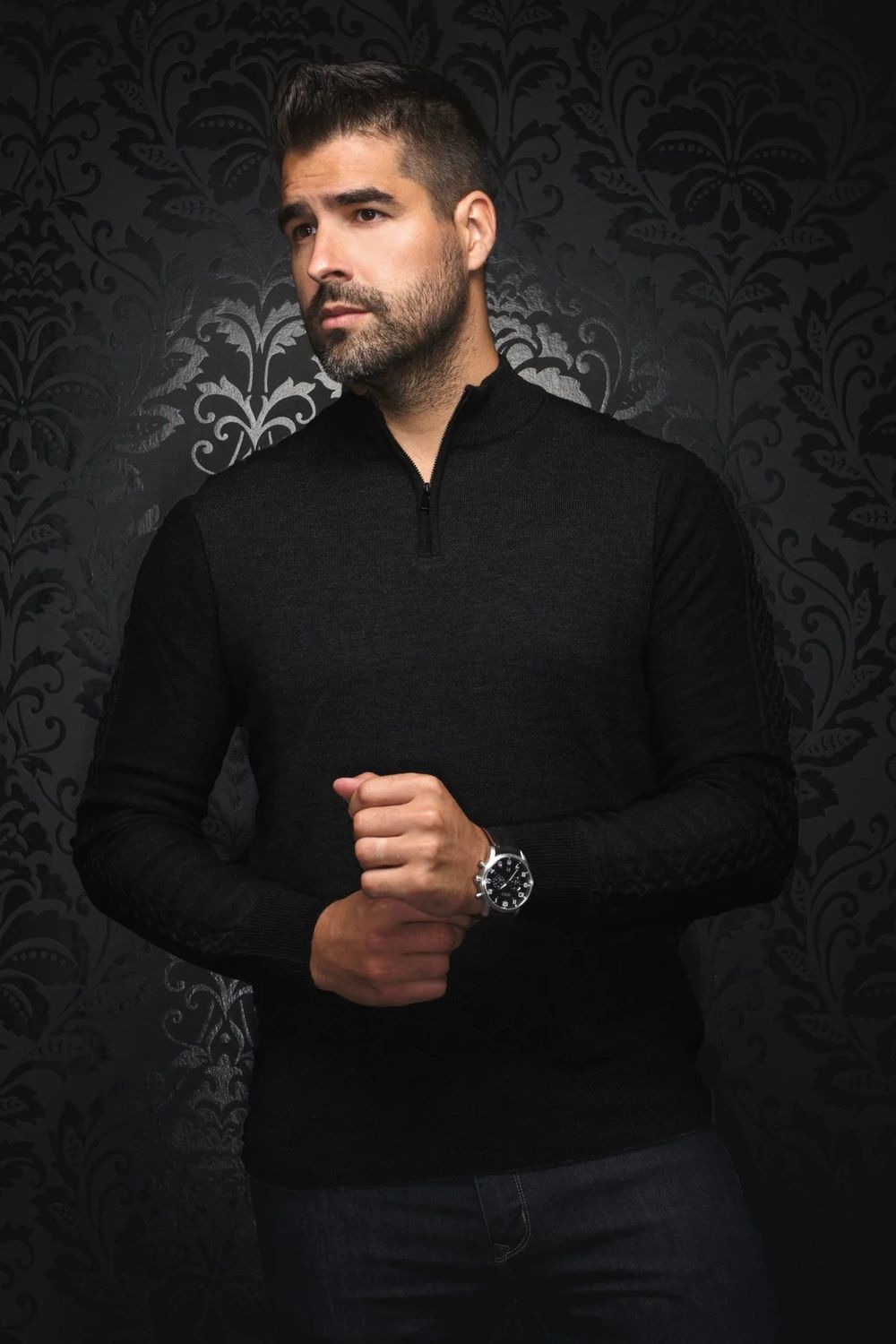 Au Noir Merino Wool 1/4 Zip Sweater - Mesta