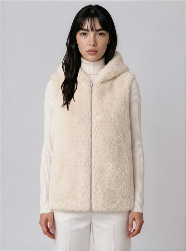 Point Zero Destination Faux Fur Vest w/ Pearls - DT48001