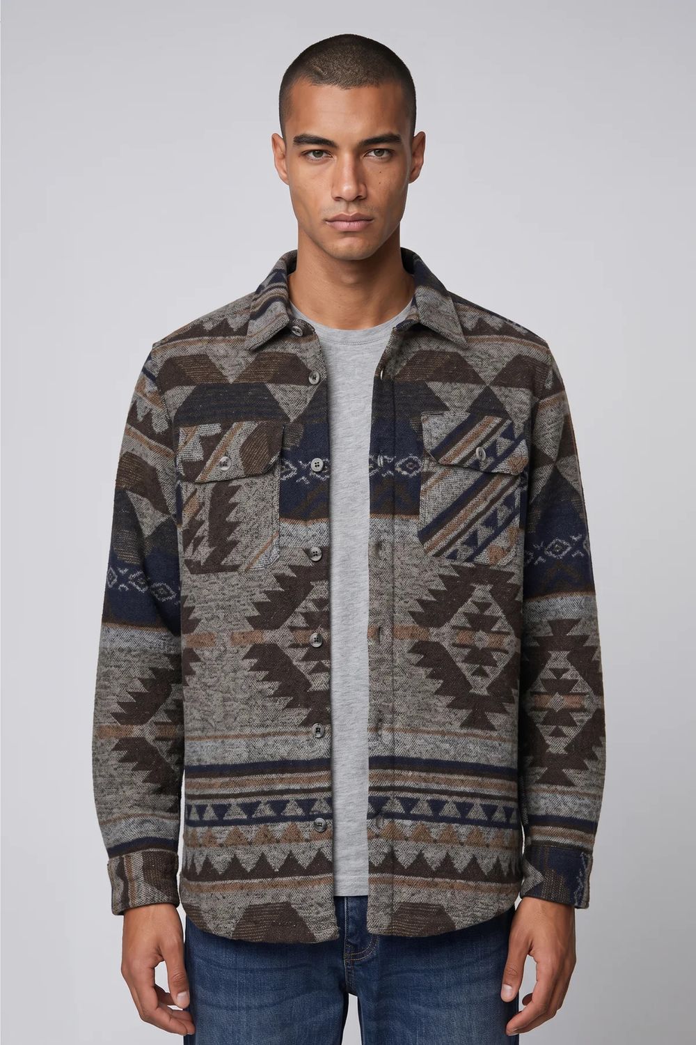 Point Zero Bonded Azteck Shirt Jacket 7764456