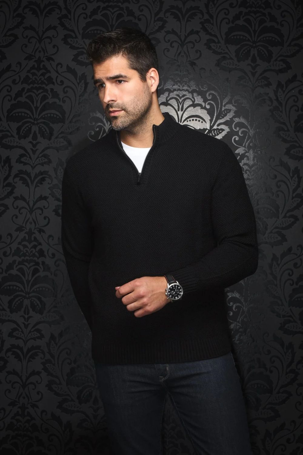 Au Noir Merino Wool 1/4 Zip Sweater - Vogar