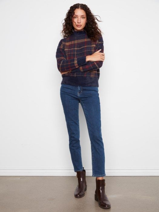 Charlie B Plaid Sweater C2910QR-457C-P575