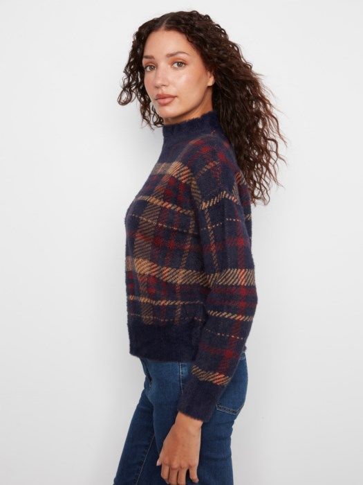 Charlie B Plaid Sweater C2910QR-457C-P575