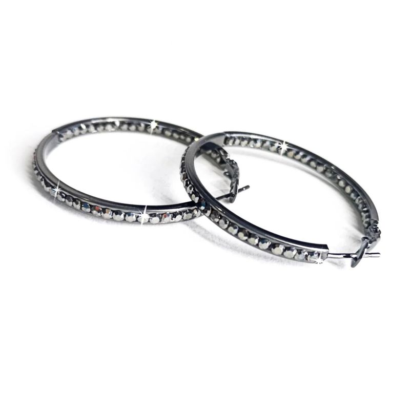 Round Crystal Hoop Earrings - JKE244.BKBK