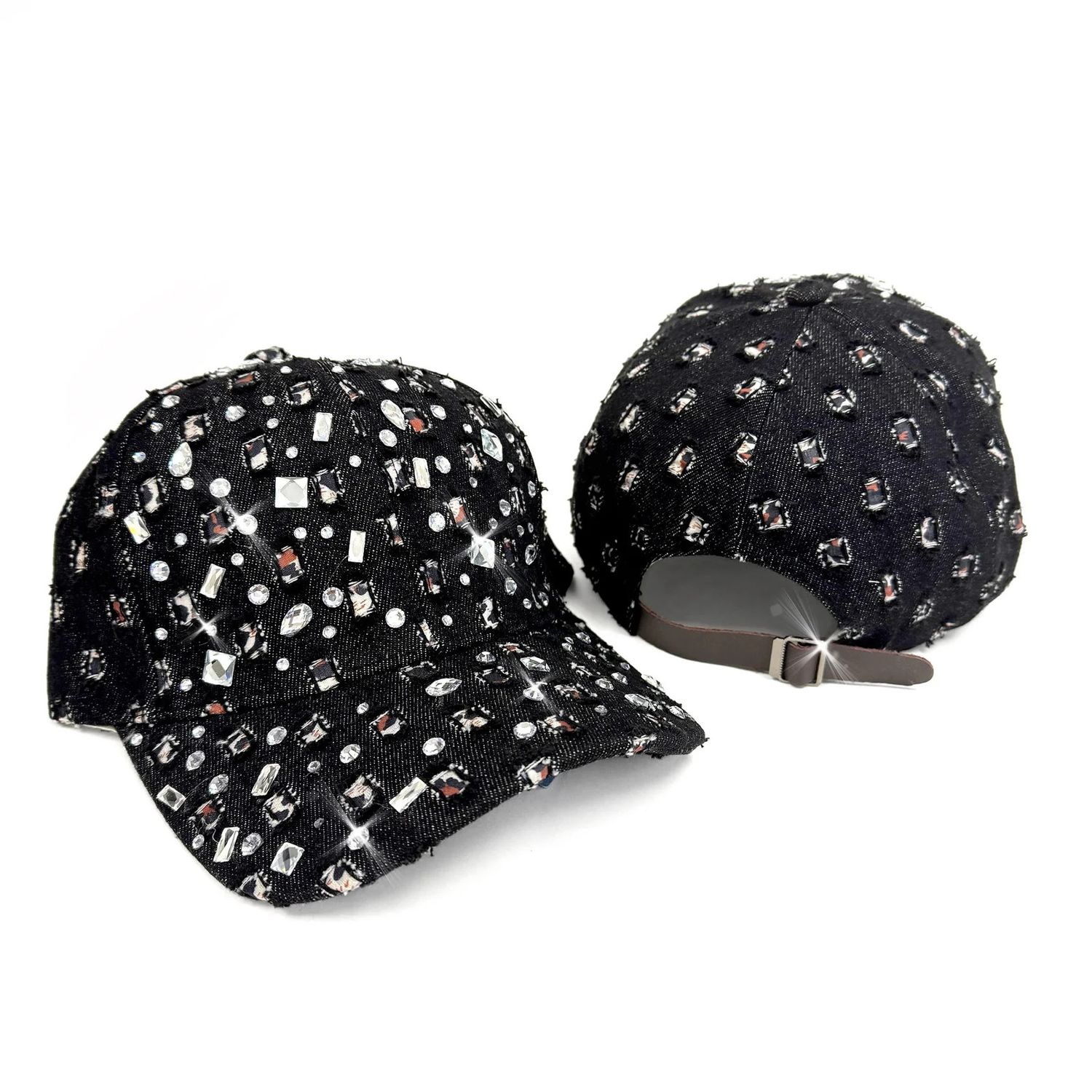 Black Sparkle Crystal Ball Cap JKHT102.BL
