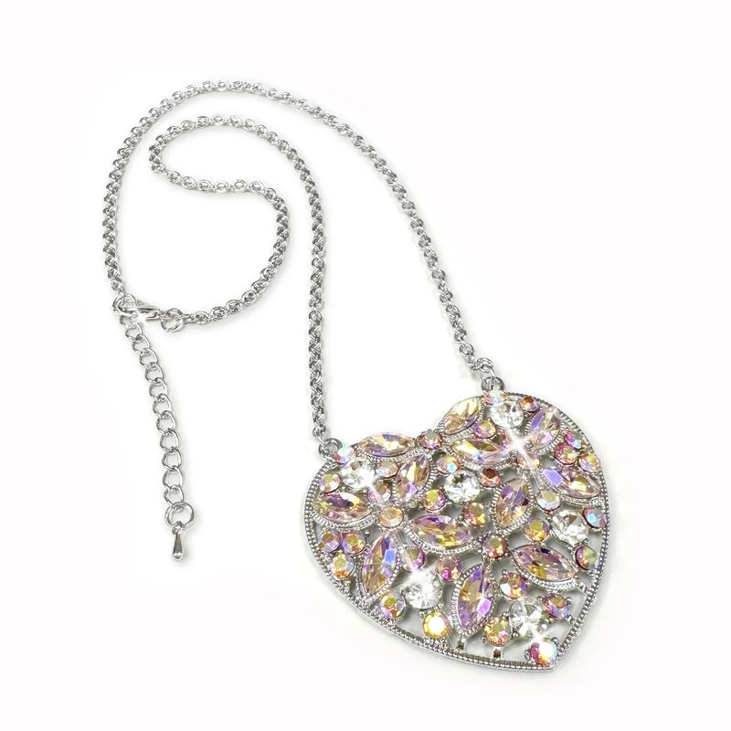 Pink AB Heart Necklace JKN728.ABPK