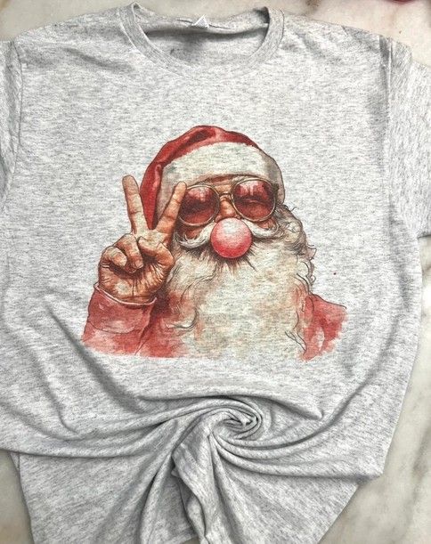 Christmas Tee Pink Bubble Gum Santa