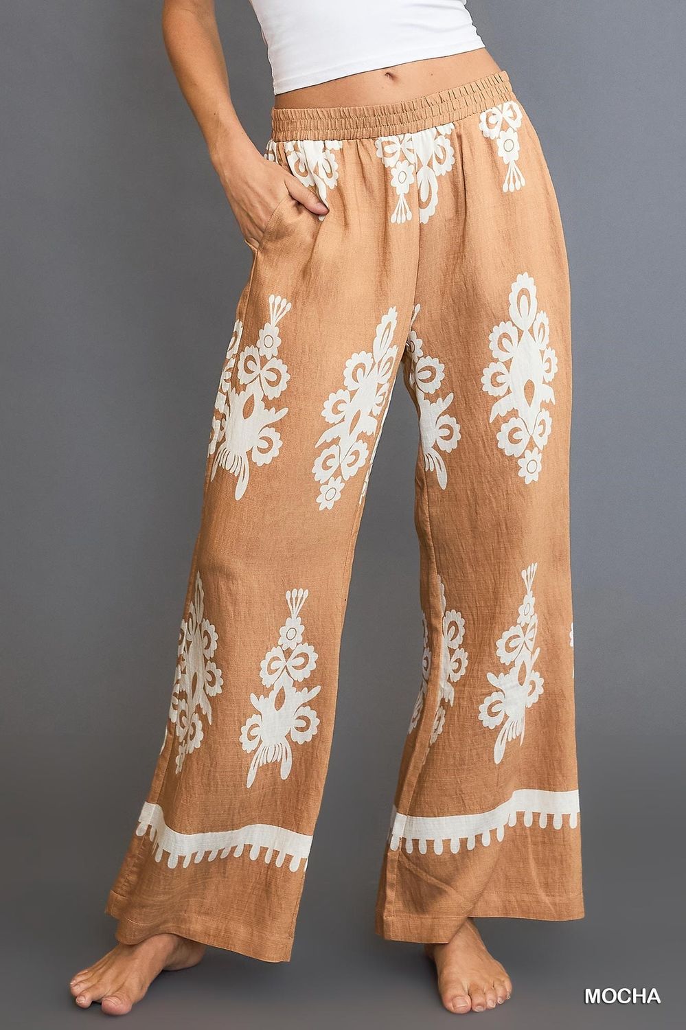 Border Print Straight Leg Pants - PLUS Size