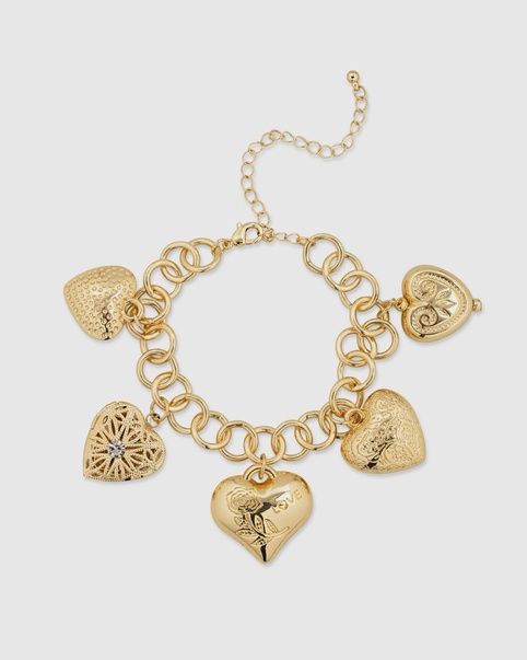 Chunky Heart Variety Link Charm Bracelet