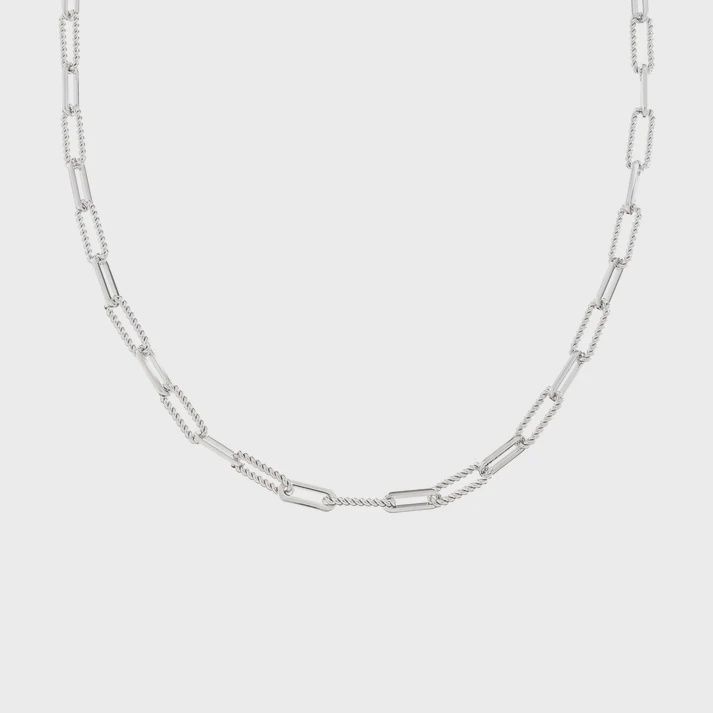 BG - Twisted Links Necklace - White Rhodium