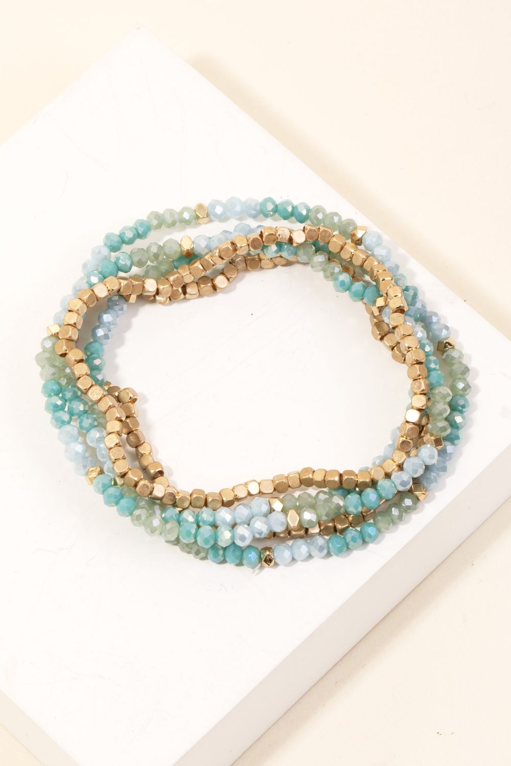 Beaded Stack Bracelet Set - Turq