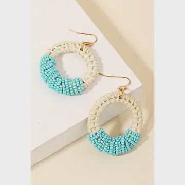 Braided Turq Beaded Hoop