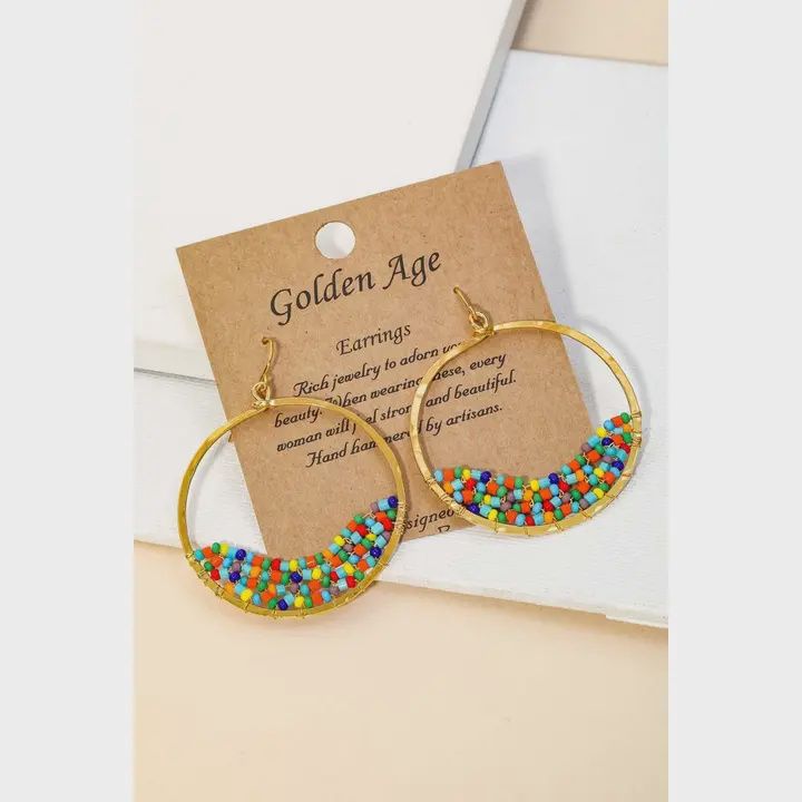 Seed Multi Beaded Earring- Gold