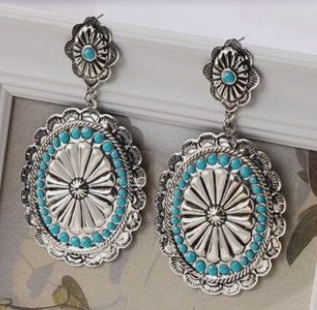 Turquoise Concho Earrings