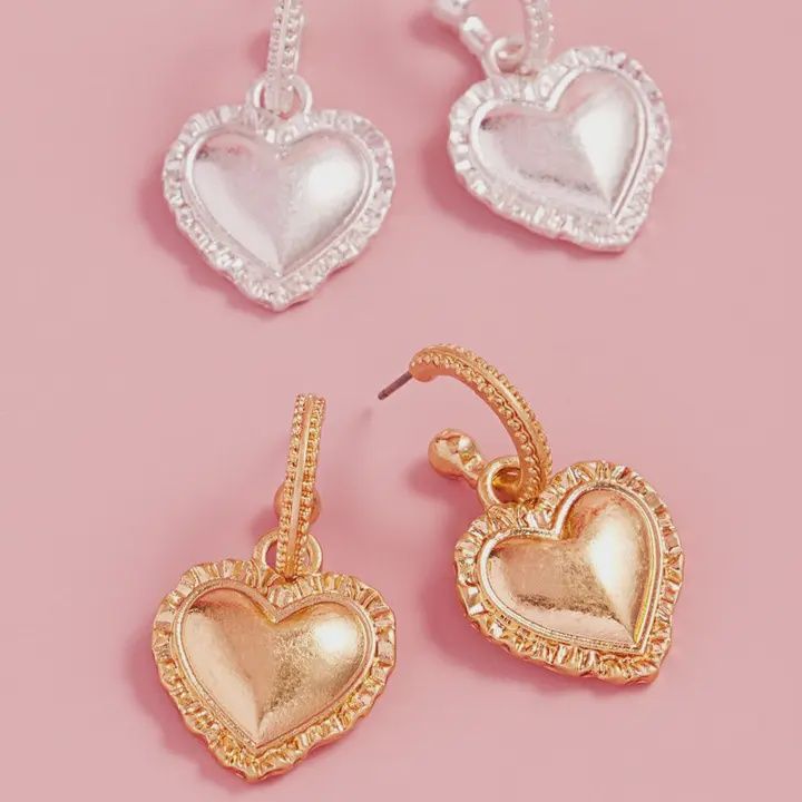 Vintage Heart Framed Hoop Earrings