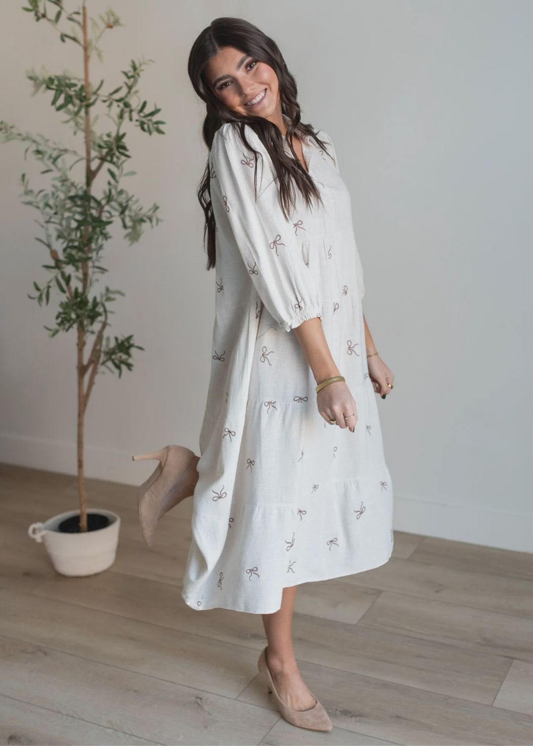 Embroidered Bow Dress