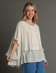 Tunic Top with Ruffle and 3/4 Sleeves