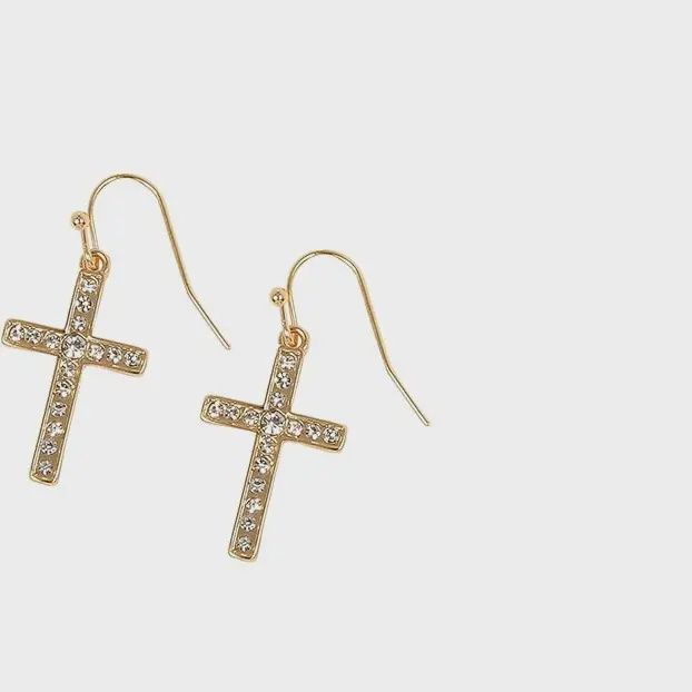 Rhinestone Cross Earrings