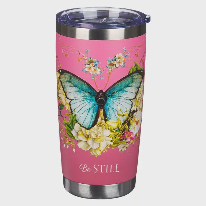 Tumbler SS Pink Butterfly  Be Still