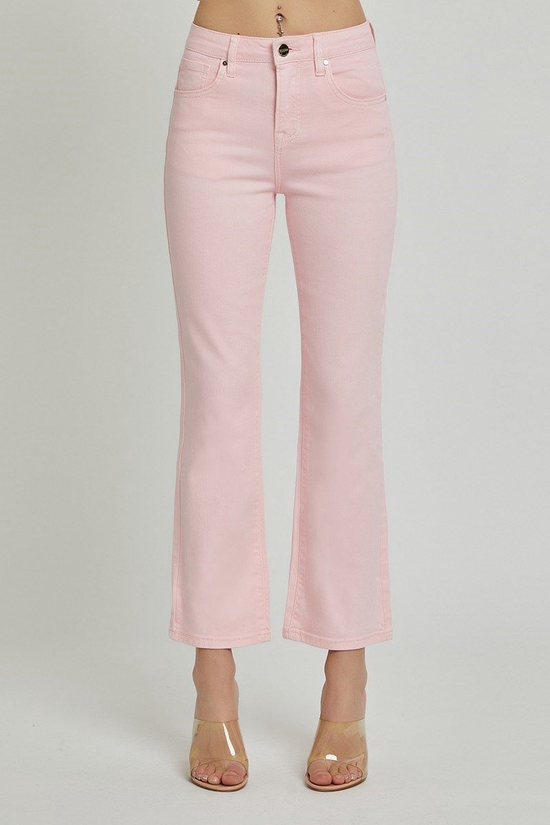Tummy Control High Rise Crop Straight - Pink