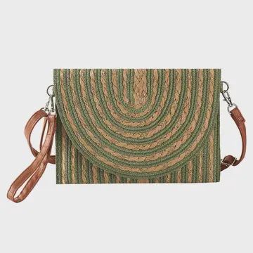 Gold Threads Straw Clutch/Crossbody Bag