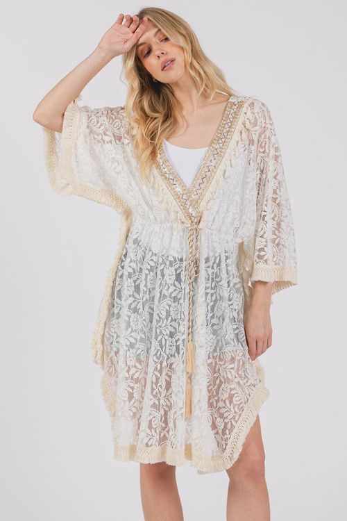 Flower Lace Tassel Deco Cover Up