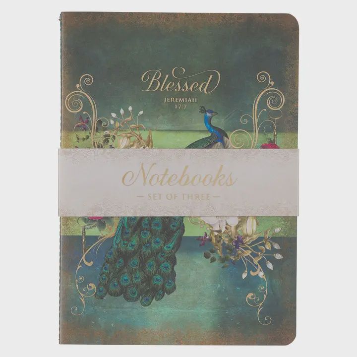 3 Piece Notebook Set - Blessed Peacock