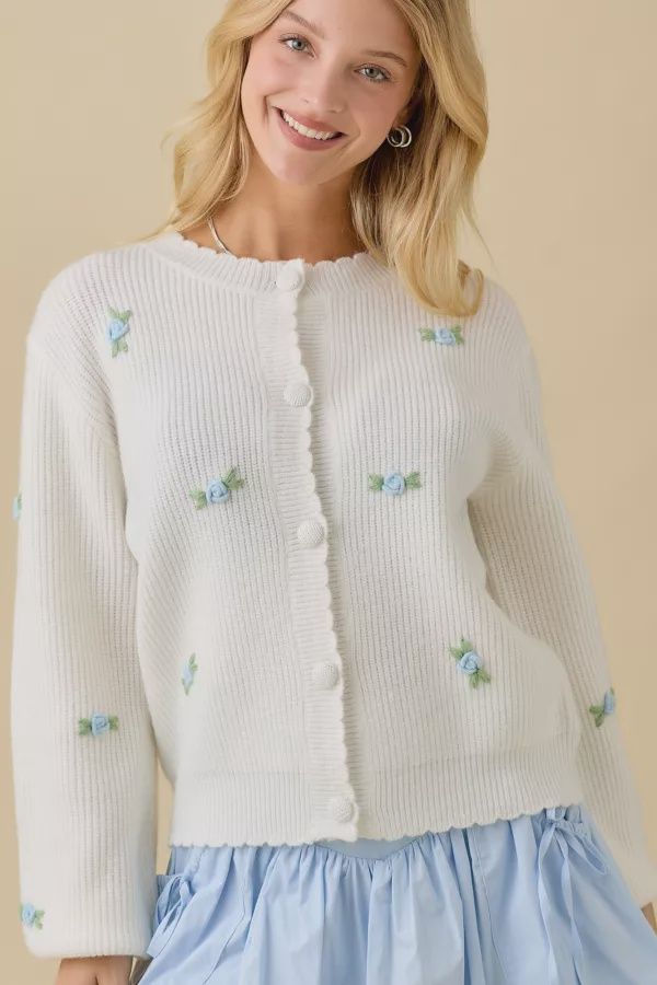 Cardigan w Rose Embrdry