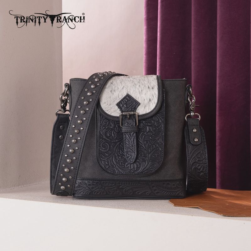 Hair-On Cowhide Tooled Concealed Carry Crsbdy Bag