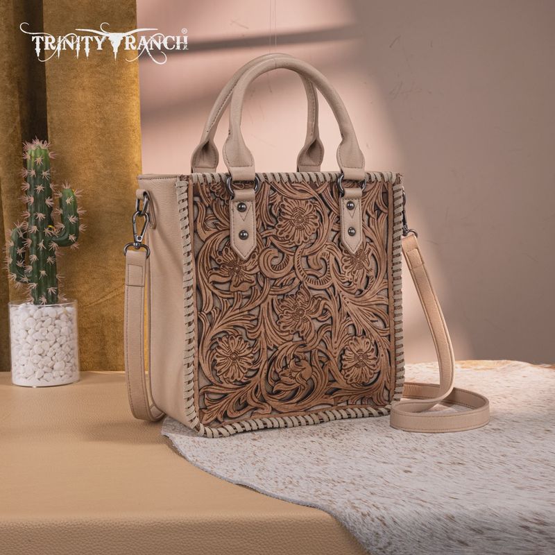 Floral Tooled Collection Tote/Crsbdy