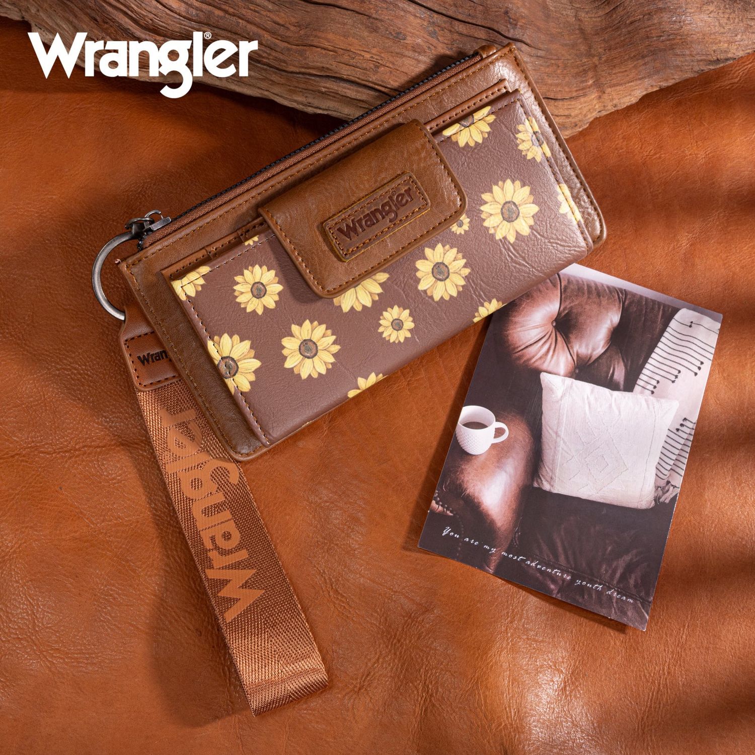 Sunflower Print Card Wallet/Wristlet