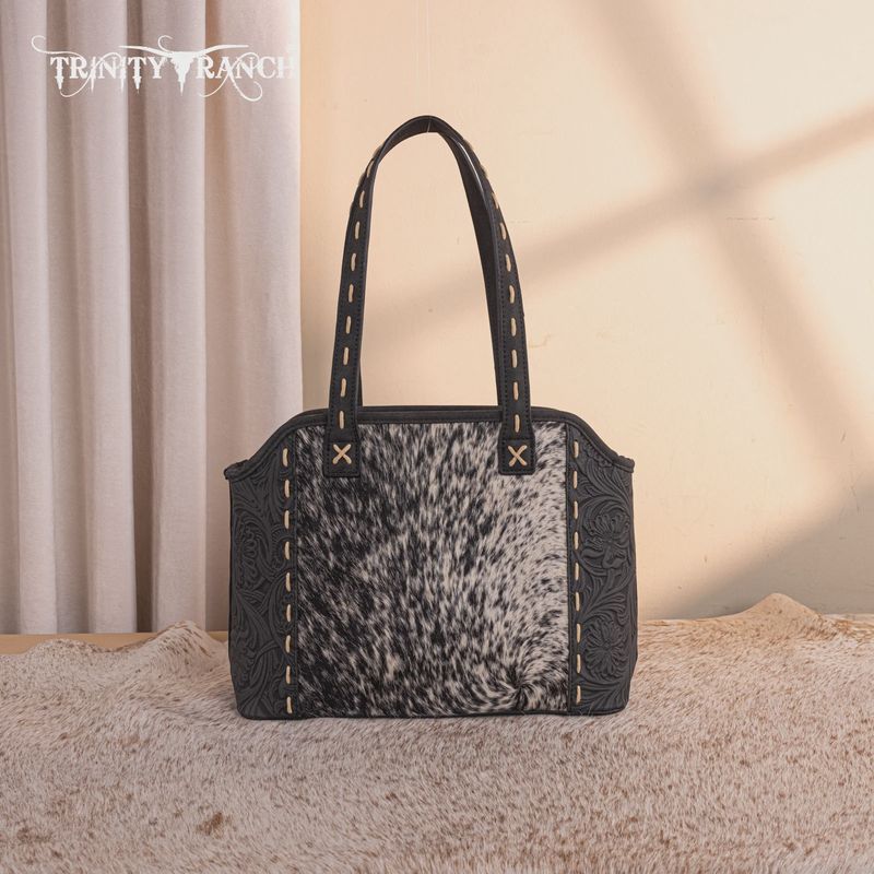 Hair-On Cowhide Tooled Concealed Carry Tote