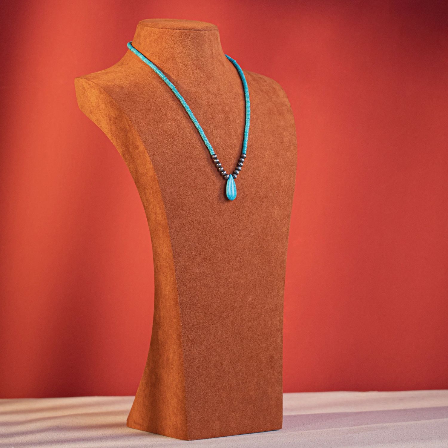 Beaded Tear Drop Pendant Necklace