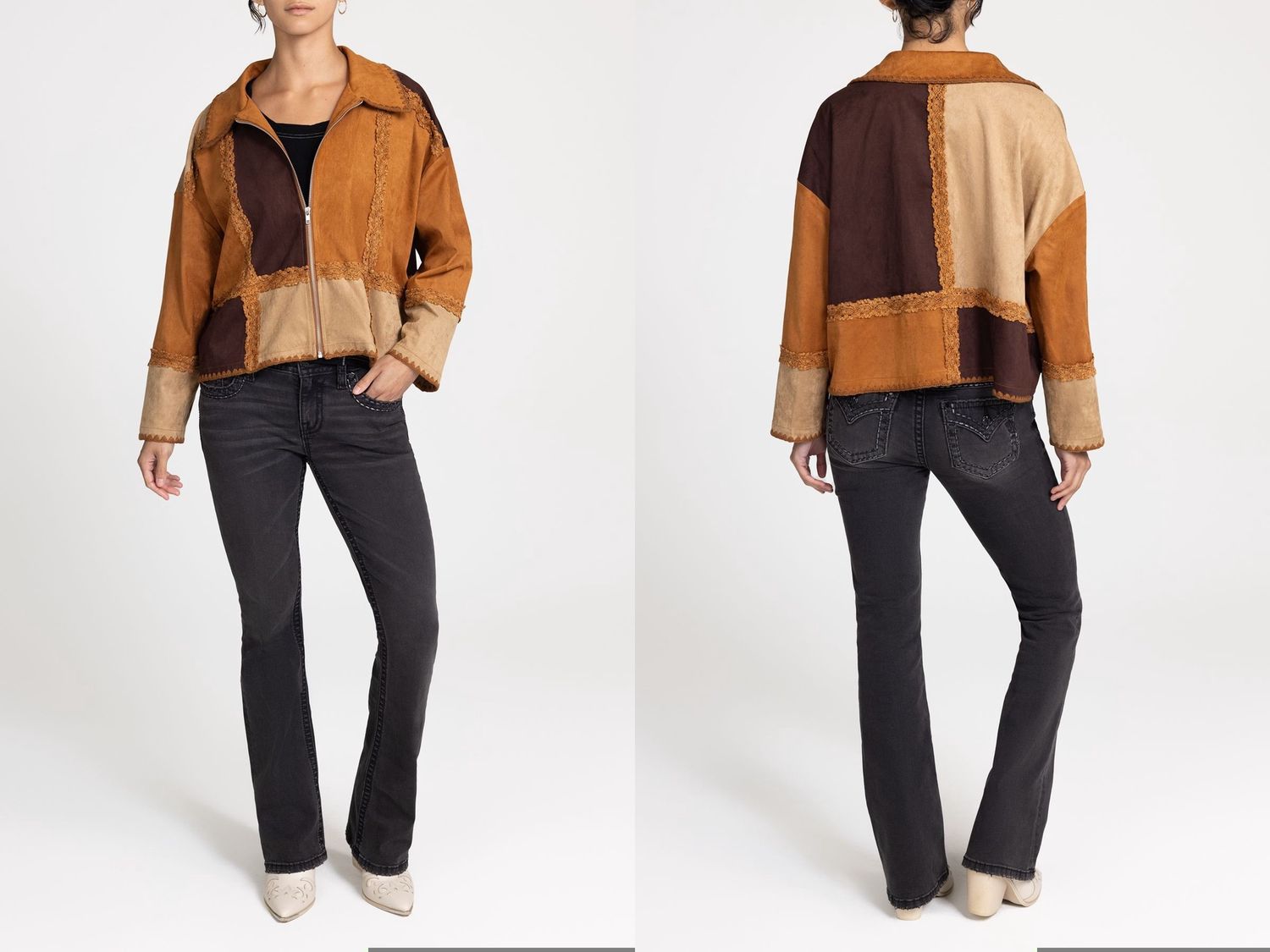 Color Blocked Collared Jacket