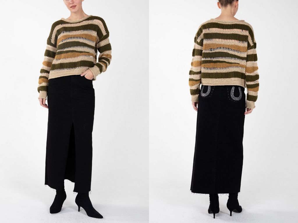 Knitted Striped Sweater - Miss Me