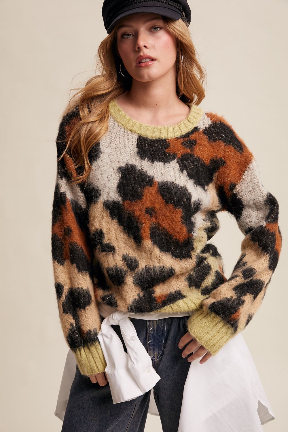 Furry Cheetah Print Sweater