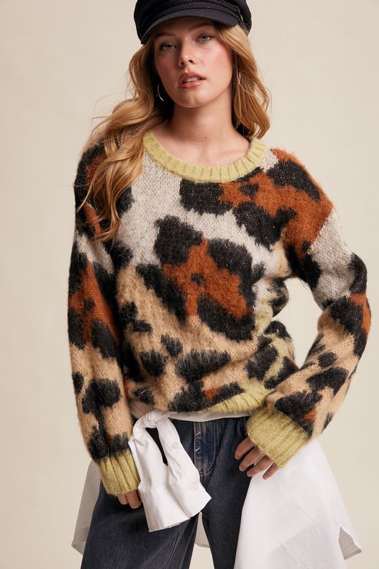 Furry Cheetah Print Sweater